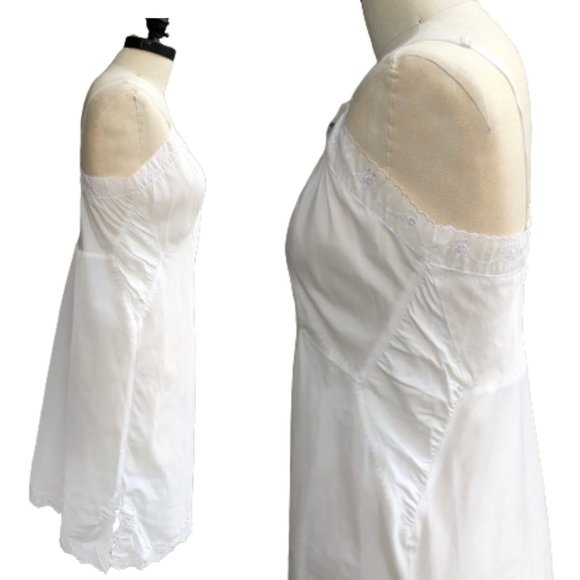 Vintage 50s BARBIZON Contura Tafredda Full Slip Dress Lingerie White Size 15 S/M - Picture 7 of 14